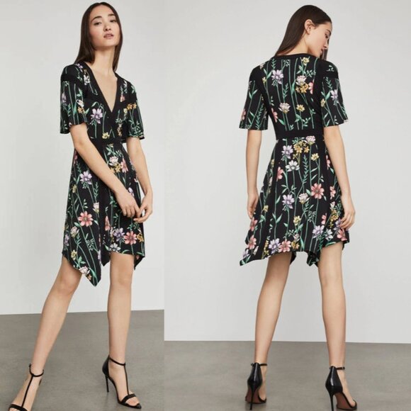 *NWT* BCBGMaxAzria Black Botanical Print Flowy Fit & Flare Dress - Size XXS - Picture 6 of 16